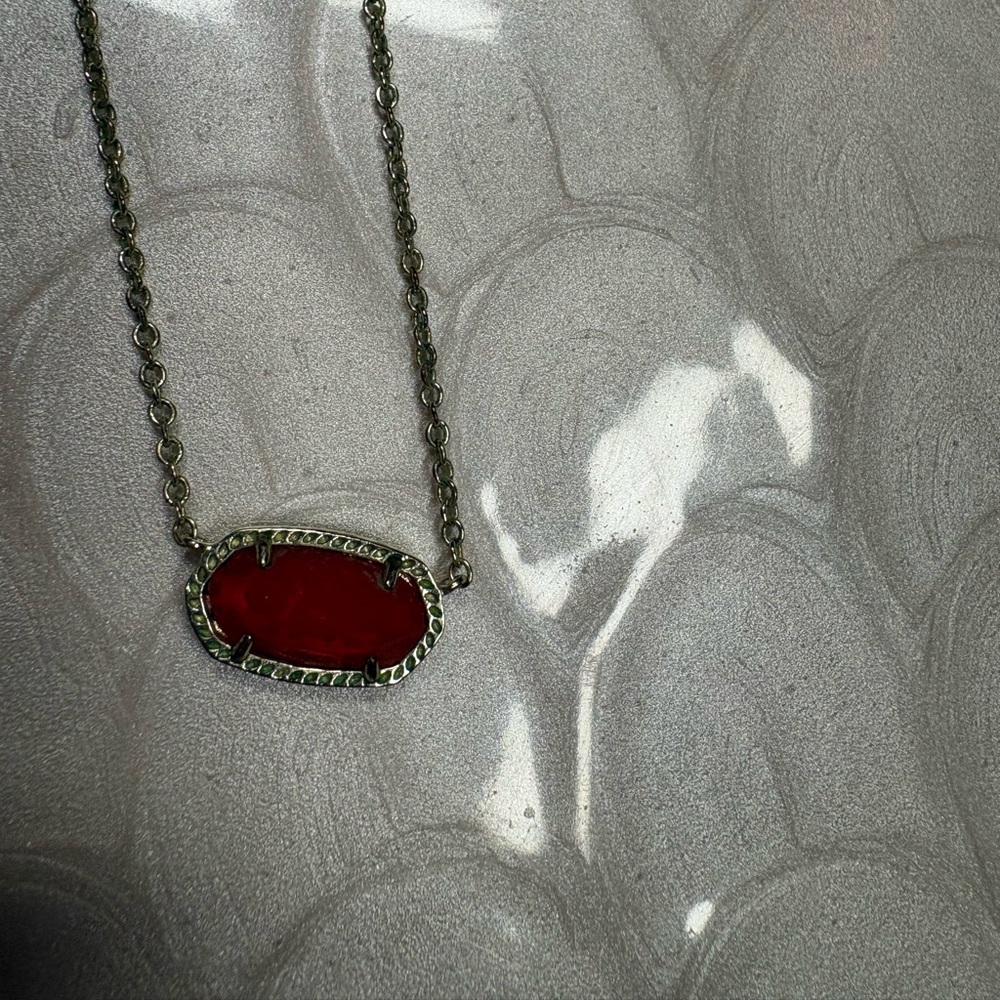 Kendra Scott Elegant Gold Necklace with Red Pendant